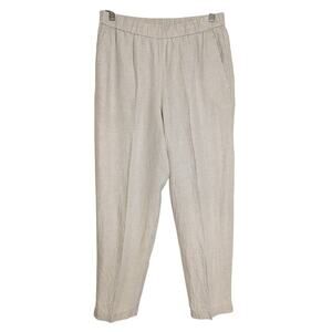 Eileen Fisher Organic Linen Beige Pull On Tapered Leg Pants Women Sz S Coastal